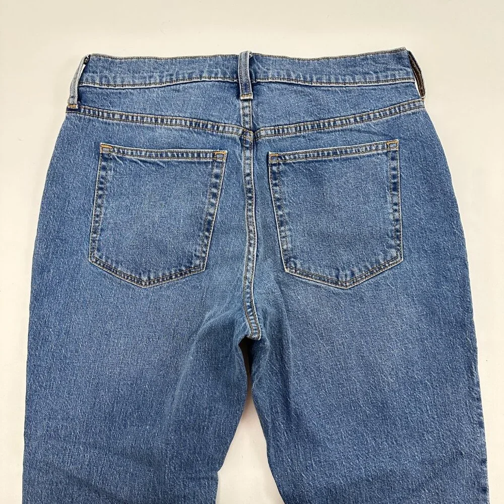 J.Crew Mid Rise Flare Crop Button Fly Women's size 28 Medium Blue Denim‎ Jeans